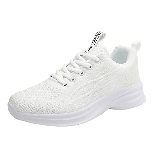 CUTeFiorino Plattform, Flache, Bequeme, leichte Laufschuhe, Turnschuhe rutschfeste Schuhe Damen (Z2406033-White, 37) von CUTeFiorino