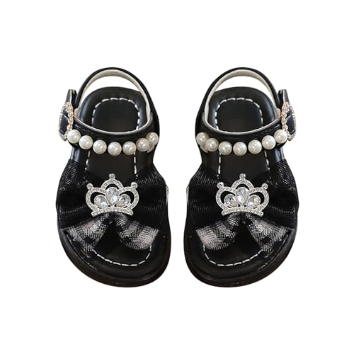 CUTeFiorino Rutschfeste Baby Hausschuhe Mädchen Sandalen Sommer für Kinder tragen Strandschuhe Perle weiche Sohle 35 Kinder (Black, 20 Infant) von CUTeFiorino