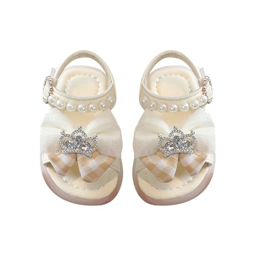 CUTeFiorino Rutschfeste Baby Hausschuhe Mädchen Sandalen Sommer für Kinder tragen Strandschuhe Perle weiche Sohle 35 Kinder (White, 25.5 Toddler) von CUTeFiorino