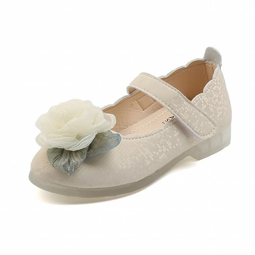 CUTeFiorino Sandalen Kinder 24 Kleine/große Kinder Mädchen Sommerschuhe mit Flare-Print, geschlossener Zehenpartie, niedrigem Absatz, weicher Gummisohle und Mädchenschuhe (Beige, 28.5 Little Child) von CUTeFiorino