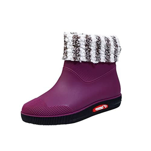 CUTeFiorino Schuhe Damen 39 Winterstiefel Regenschuhe Damen Kurze Röhre Thermalwasser Schuhe Studenten Tägliche Wasserdichte Schuhe Warme Regenstiefel Damenschuhe 43 Neu (Purple, 37) von CUTeFiorino