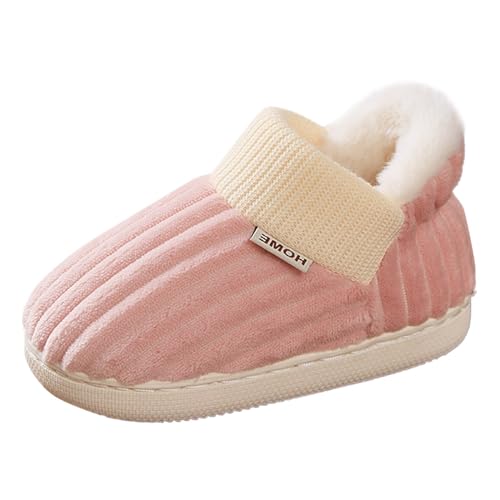 CUTeFiorino Socken Mit Gummisohle Kinder-Hausschuhe, Mädchen-Hausschuhe, Baumwolle, Bequeme Hausschuhe, Schlafzimmer-Hausschuhe, Winter-warme Innenschuhe Slipper Mädchen (Pink, 35 Big Kids) von CUTeFiorino