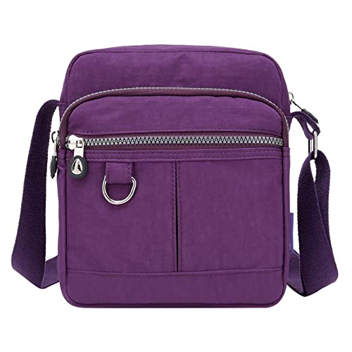 CUTeFiorino Strand Taschen Damen Casual Nylon Geldbörse Handtasche Umhängetasche Wasserdichte Umhängetasche Handtasche für Frauen Baby Taschen Set (Purple, One Size) von CUTeFiorino