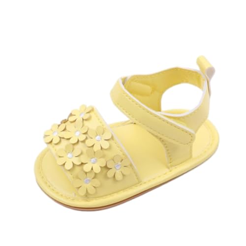 CUTeFiorino Strandschuhe Kinder Baby Kleinkind Kleinkind Mädchen PU Weiche Offene spitze Sommer Sandalen Prinzessin Flache Schuhe Für Sommer Sandalen Kleinkind (Yellow, 19 Infant) von CUTeFiorino