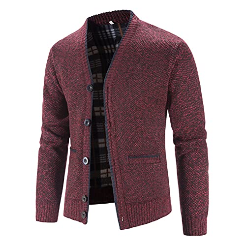 CUTeFiorino Strickjacke Herren : Fleecejacke V-Ausschnitt Cardigan Langarm Mit Taschen Sweatjacke Mit Knöpfen Trachtenjacke, Gestrickt Wintermantel Trachtenweste Wolljacke Dicke Weichem Winterjacke von CUTeFiorino