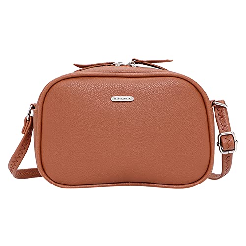 CUTeFiorino Taschen Leer Frauen Schulter Tasche Mode Einfache Feste Farbe Muster Große Kapazität Praktische Zipper Messenger Tasche Taschen Wärmekissen (Brown, One Size) von CUTeFiorino