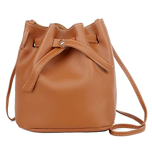 CUTeFiorino Taschen Umhängetasche Damen Damentaschen Trendy Fashion Drawstring Lady Bag Border Lässige Handtasche Umhängetasche Umhängegurt Für Taschen (Brown, One Size) von CUTeFiorino