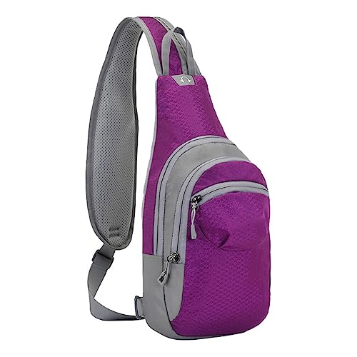 CUTeFiorino Taschen Zubehör Nähen Männer Frauen Outdoor Umhängetasche Reißverschluss Einzelne Schulter Umhängetasche Radfahren Sporttasche Brusttasche Bergsteigen Reisen Kleiner (Purple, One Size) von CUTeFiorino