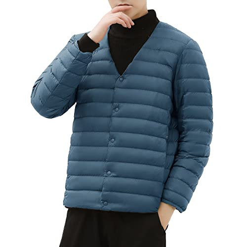 CUTeFiorino Unisex Steppjacke Winter Thermojacke Herren und Damen Unterziehjacke Gepolstert Winter Weste Langarm Winddicht Wärme Unterhemden Schmale Passform V Ausschnitt Hemdjacke M-3XL von CUTeFiorino