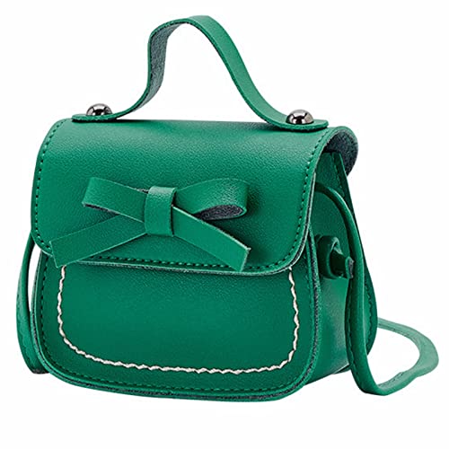 CUTeFiorino Upcycling Taschen -Umhängetasche für kleine Mädchen, eine Umhängetasche, einfarbig, Bowknot, Mode, Schulter, Kinder Schulterriemen Für Taschen Blau Silber (Green, One Size) von CUTeFiorino