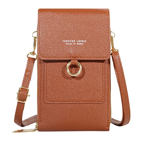 CUTeFiorino Verschluss Für Taschen Damen Crossbody Geldbörsen Frauen Lässige Umhängetasche Verstellbarer Riemen Umhängetasche mit sichtbarem Handyfenster Shorts Mit Taschen Herren (Brown, One Size) von CUTeFiorino