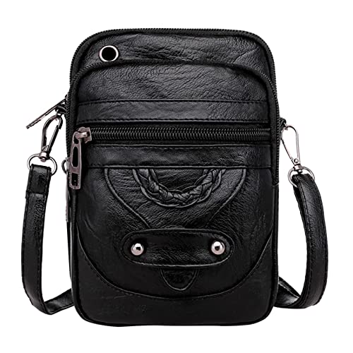 CUTeFiorino Vintage Taschen Damen Blumen Damen Kleine Umhängetasche Telefon Geldbörse Damen Schulter Messenger Paket Jogginghose Damen Mit Taschen (Black, One Size) von CUTeFiorino