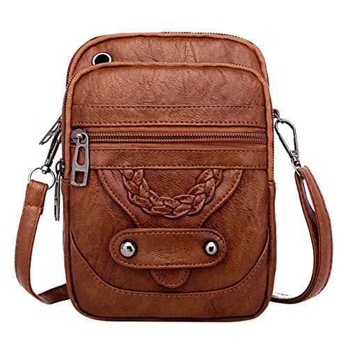 CUTeFiorino Vintage Taschen Damen Blumen Damen Kleine Umhängetasche Telefon Geldbörse Damen Schulter Messenger Paket Jogginghose Damen Mit Taschen (Brown, One Size) von CUTeFiorino