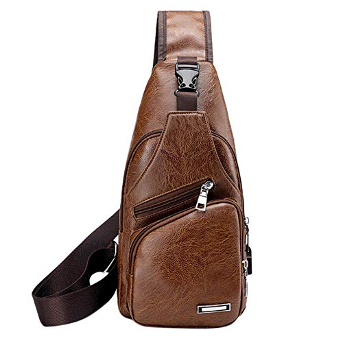 CUTeFiorino Wohnmobil Taschen Geladen USB-Bouche Chest Outdoor-Umhängetasche Sporttasche Herrentasche Kleid Mit Taschen Knielang (Brown, One Size) von CUTeFiorino