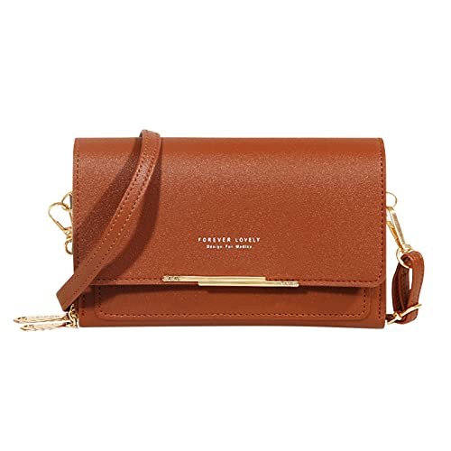 CUTeFiorino Zwei Taschen Für Damen Damen Lässige Umhängetasche mit verstellbarem Riemen Umhängetasche mit sichtbarem Handyfenster Geldbörse Handytasche Leggins Mit Taschen Damen M (Brown, One Size) von CUTeFiorino