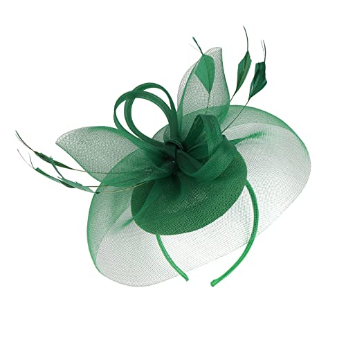 Gestrickte Stirnbänder Damen Haartücher 2023 Fascinator Hut Feder Mesh Tea Party Haarband für Frauen Armee Ausrüstung Für Kinder Jogging Kleidung Herren (Green, One Size) von CUTeFiorino