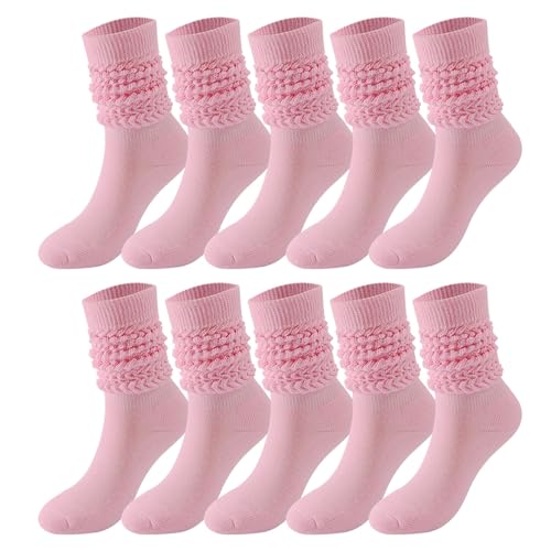 Herrensocken Schwarz 43-46 5 Paar einfarbige Socken für Damen, Oberschenkelhohe Stiefelsocken, weiche Scrunch-Socken Gamer Socken Herren 43-46 (Pink, One Size) von CUTeFiorino