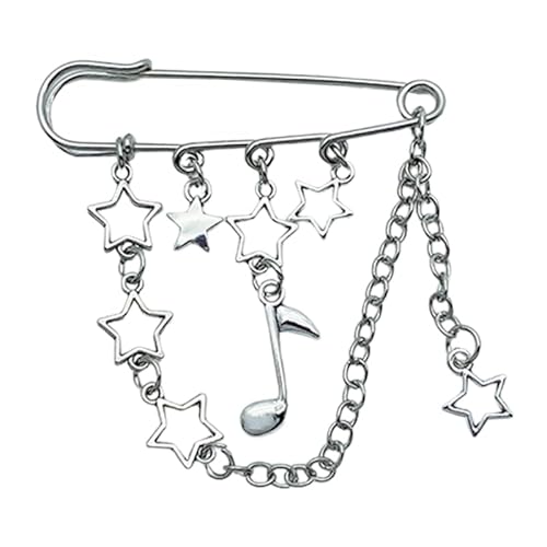 CVZQTE Coole Broschen mit Stern-Anhänger, Sicherheitsnadel für Frauen, Kreuzquasten, Kette, große Nadel, Schnalle, Stecknadeln, Schmuck, Tasche, Rucksack, Dekoration, Sterling-Silber von CVZQTE