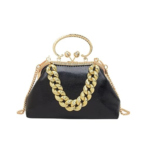 Elegante funkelnde Umhängetasche, Clutch, Abendtasche, Damen, Abschlussball-Handtasche mit dicker Kette, Umhängetasche für Bankette und Partys von CVZQTE