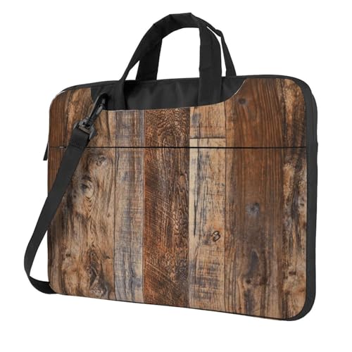 CXPDD Braune Laptoptasche mit Holzdruck, vielseitige Laptop-Computer-Tasche für Damen und Herren – Laptop-Umhängetasche, Schwarz , 13 inch von CXPDD