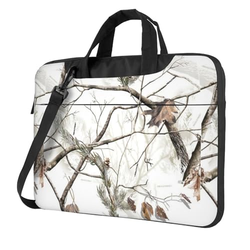 CXPDD Laptoptasche, Motiv: weiße Bäume, Camouflage-Druck, vielseitige Laptop-Computer-Tasche für Damen und Herren – Laptop-Umhängetasche, Schwarz , 14 inch von CXPDD