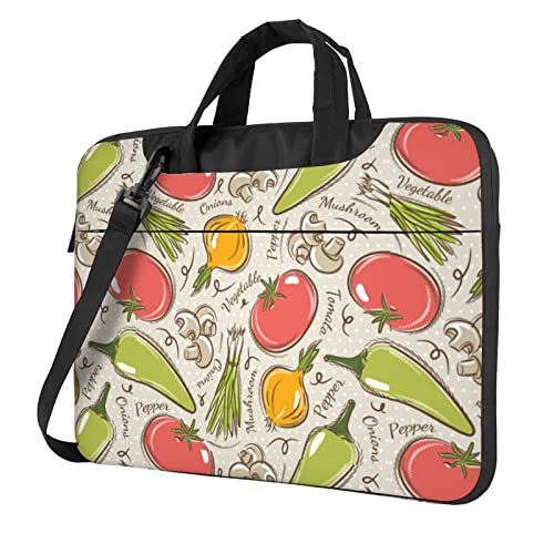 CXPDD Laptoptasche mit Gemüse und Obstdruck, vielseitige Laptop-Computer-Tasche für Damen und Herren – Laptop-Umhängetasche, Schwarz , 15.6 inch von CXPDD