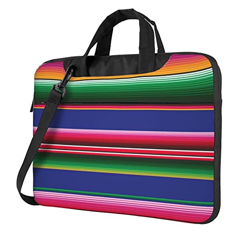 CXPDD Laptoptasche mit buntem mexikanischem Streifendruck, vielseitige Laptop-Computer-Tasche für Damen und Herren – Laptop-Umhängetasche, Schwarz , 15.6 inch von CXPDD
