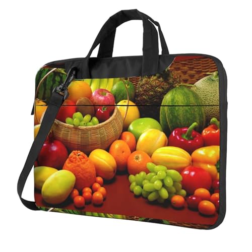 CXPDD Verschiedene Laptoptasche mit frischem Gemüse und Früchten, vielseitige Laptop-Computer-Tasche für Damen und Herren – Laptop-Umhängetasche, Schwarz , 13 inch von CXPDD