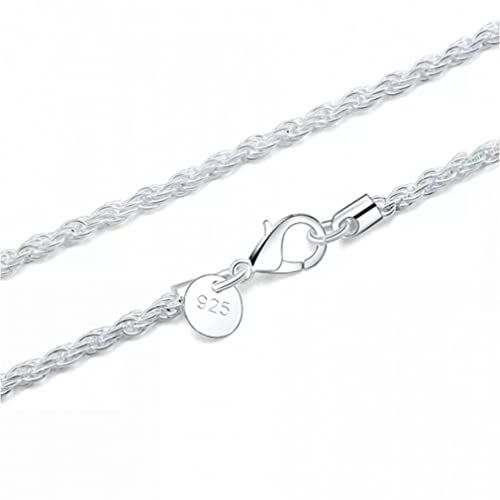 Die Halskette der Frauen 925 Silber Herren Edlen Schmuck 3 mm gedrehte Seilkette Halskette Größe 16-30 Zoll Halskette Colar (Material : 60CM) von CYBCCC