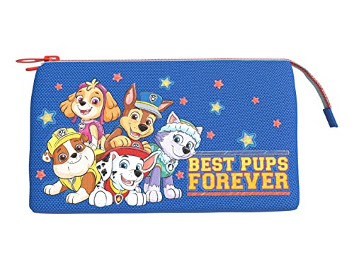 CYPBRANDS Unisex Kinder Kunststoff Paw Patrol-Dreifach-Etui, Federmäppchen mit 5 Fächern, mit Reißverschluss Jumbo, Farben Blau und Gelb, offizielles Produkt (CyP Brands), bunt von CYPBRANDS