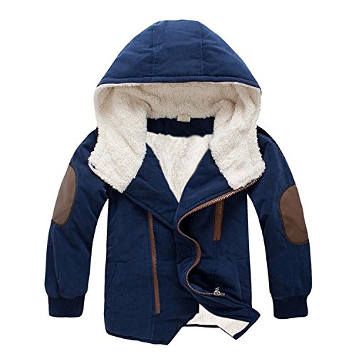 CYSTYLE Kinder Jungen Baumwolljacke Winterjacke Steppjacke Kinder Lange Herbst Winter Jacket Wintermantel Mantel Parka Outerwear (160CM/Körpergröße 142-148cm, Blau) von CYSTYLE