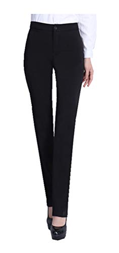 CYSTYLE Neue Damen Gerade Hose Kellnerhose Anzug Hose Anzughose Service Classic Style mit Elastische an Taile (Schwarz, L) von CYSTYLE