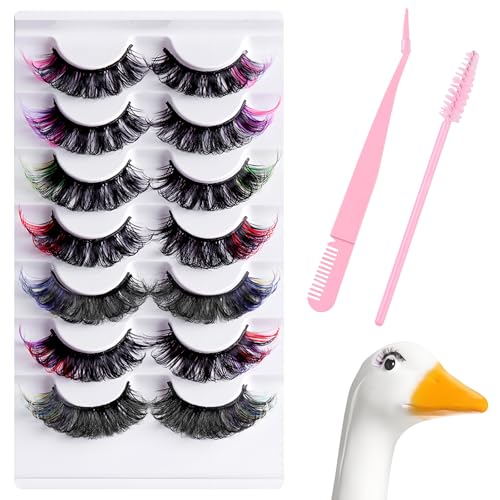 Gänsewimpern-Set, 7 Paar Wimpern mit Pinzette und Bürste, wiederverwendbar, lange Lebensdauer, 7 Pcs Veranda Gans Outfit Wimpern, Kunststoff Rasen Gans Statue gefälschte Wimpern Gänsewimpern-Set, 7 Paar Wimpern mit Pinzette und Bürste, wiederverwendbar, lange Lebensdauer, 7 Pcs Veranda Gans Outfit Wimpern, Kunststoff Rasen Gans Statue gefälschte Wimpern von CYUXING