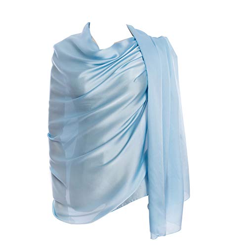 CYZLANN Damen-Schals, 100 % Seide, lange, leichte Schals für Damen, Hell, blau von CYZLANN