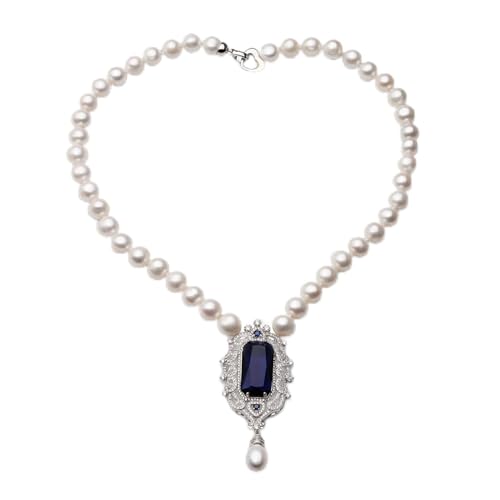 CZAOINCU Echte weiße natürliche Süßwasser-große Perlenkette mit Anhänger for Frauen, Hochzeitsperlenkette Edlen Schmuck Brautgeschenk erfüllen Ketten für Damen (Color : 7 3/8, Size : 10-11mm) von CZAOINCU