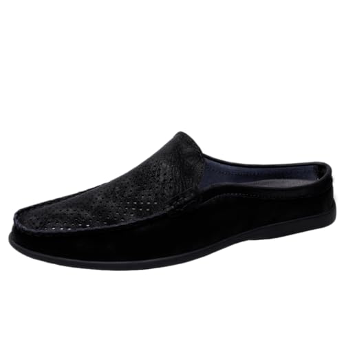 Herren-Freizeitschuhe aus echtem Leder, Fahrschuhe, modische Slipper, Halbschuhe, Lederschuhe, Größe 36-45, 2029 Black, 42 1/3 EU von CZHIHANEG