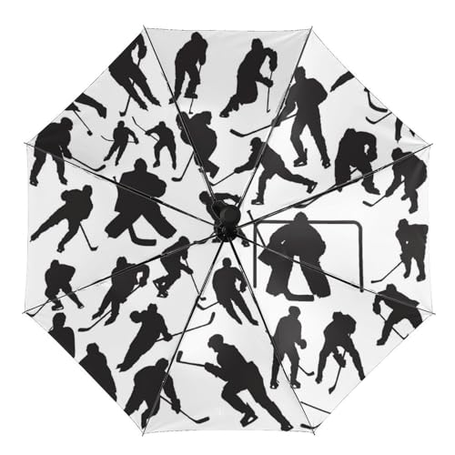 CZZYH Ein-Klick-Öffnung, kompakter & winddichter Regenschirm, Cartoon-Eishockey-Regenschirm für Damen und Herren, Cartoon-Eishockey, Einheitsgröße von CZZYH