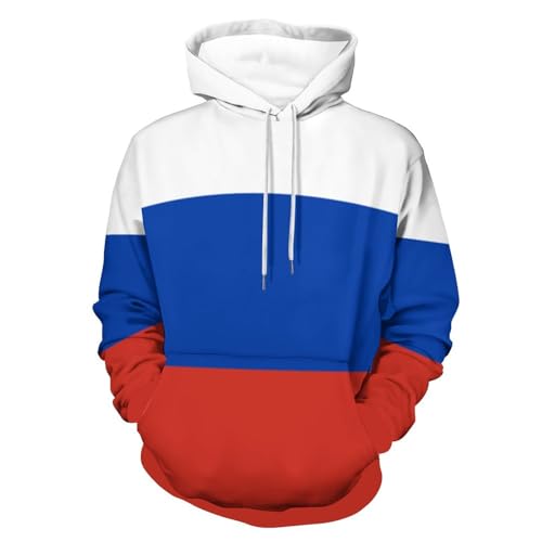 CZZYH Klassischer Kapuzenpullover für Herren und Damen, bequemer Kapuzenpullover mit Kordelzug, russische Flagge, Russische Flagge, XXL von CZZYH