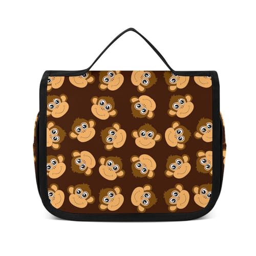 CZZYH Reise-Kulturbeutel, tragbare Make-up-Tasche, Schlaf-Cartoon-Faultier-Kulturbeutel für Damen und Herren, Lustiger Cartoon-Affe, 22.5x18.5cm von CZZYH