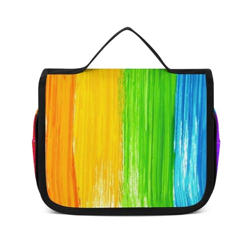 Reise-Kulturbeutel, tragbare Make-up-Tasche, gewellte schwarze Linien, Kulturbeutel für Damen und Herren, Malerei Bunt, 22.5x18.5cm von CZZYH