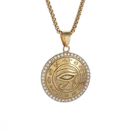 Caiduoduo Ägyptische Das Auge des Horus Anhänger Halskette für Frauen/Männer Gold Farbe Evil Eyes Halskette Ägypten Runde Schmuck von Caiduoduo