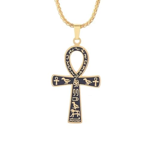 Caiduoduo Altägyptische Ankh Kreuz Tier Totem Anhänger Halskette Männer Persönlichkeit Schmuck Zubehör UniqueGift von Caiduoduo