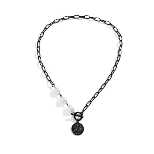 Caiduoduo Asymmetrie Imitation Perlen Perlenkette mit Münzanhängern Halskette HerrenCharms Dicke Ketten Choker Halskette von Caiduoduo