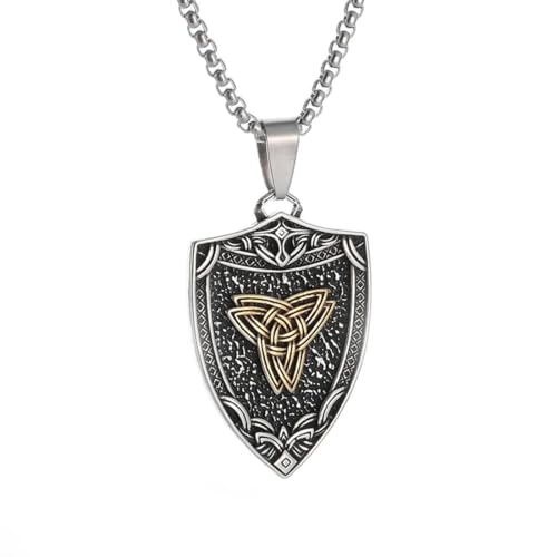 Caiduoduo Celtic Trinity Knot Shield Pendant Christian Faith Necklace for Men Women Irish Protection Amulet Jewelry von Caiduoduo