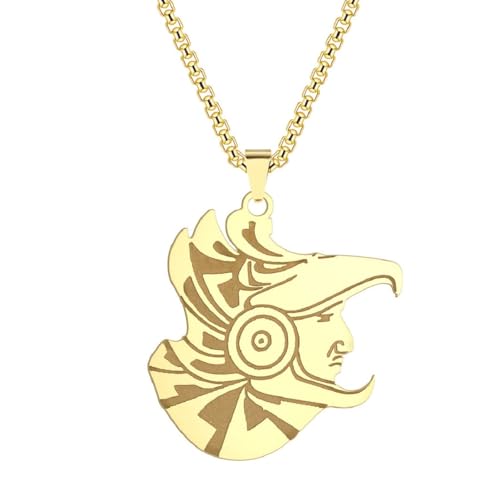 Caiduoduo Edelstahl Azteke Adler Krieger Anhänger Halskette für Frauen Männer Altgriechisch Sonnengott Amulett Schmuck Geschenk von Caiduoduo