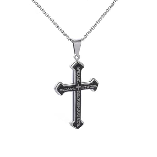 Caiduoduo Edelstahl Herren Damen Kreuz Halskette Anhänger 3 Farben Verfügbar Klassisches Amulett Schmuck Religiöses Gebet Zubehör von Caiduoduo