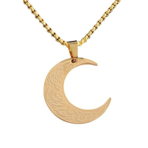 Caiduoduo Edelstahl Hexenknoten Mond Elf Anhänger Halskette für Männer und Frauen Mode Glück Amulett Schmuck Geschenk von Caiduoduo