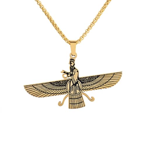 Caiduoduo Farvahar Faravahar Farohar Iranische Faszi Persische Anhänger Halskette für Männer und Frauen Amulett Schmuck Zubehör von Caiduoduo