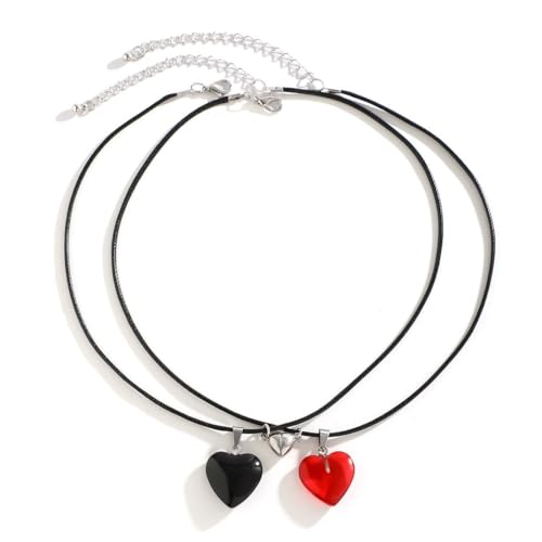 Caiduoduo Mode Liebe Herz Glas Perlen Anhänger Halskette Mit Magnetverschluss Charm Halsband für Frauen Mädchen Schmuck Freunde Party von Caiduoduo