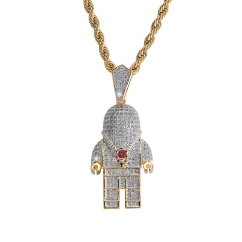 Caiduoduo Mode Metall Cartoon Astronaut Schiebeanhänger Halskette Geeignet für Herren Hip Hop Schmuck Geschenke von Caiduoduo